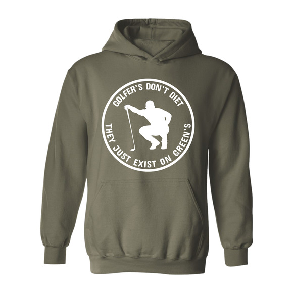 Golf Hoodie Golfers Don't Diet Funny Man Golfer Kneeling Golfing Sweatshirt - Picture 11 of 15